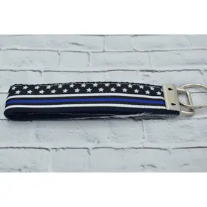 Thin Blue Line - Stars and Stripes - Key Fob - Law Enforcement Gifts