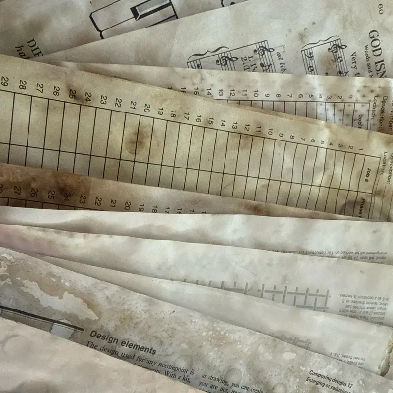 Coffee Stained Vintage Papers - 40 Pc Set of Authentic vintage papers with Distressed Coffee Stains