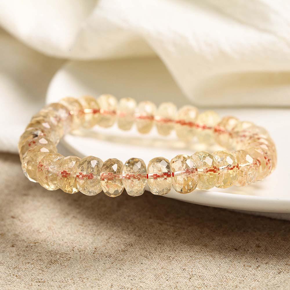 Citrine Bracelet - The Merchant's Stone Money Bracelet Luxury Jewelry Natural Citrine Bracelet Success Stone Energy Healing Women'sFaceted Beaded Crystal Bracelet