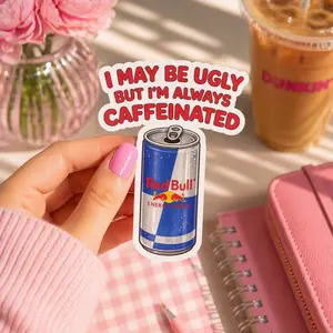 Caffeine Sticker | Cute Energy Drink Aesthetic Sticker | Waterproof Vinyl for Laptop & Water Bottle