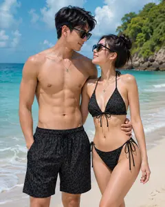 Camo Matching Couple Swimsuits Set, BF and GF Matching Swimsuits, BF and GF Swimsuits, Camo Bikini Set for Women, Matching Duck Camo Swimwear Set for Couples, Couple Trendy Camo Bikini And Short, Summer Beach Vacation Outfit