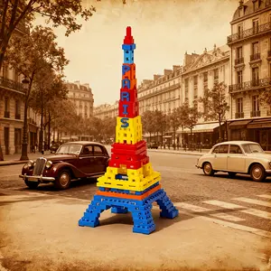 Colorful Eiffel Tower Building Block Model, 3D Puzzle Decoration, Home Decor, Party Decoration, Handmade Craft, Fine Carving Statue