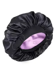 Silk Bonnet for Sleeping Double Layer Adjustable Bonnets Elastic Band for Women Reversible Curly Hair for Daily Use Satin Lined Bonnet Hair Care Cap