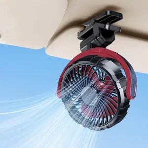 Car Fan Clip on Sun Visor Fan,5V USB Rechargeable 2000mAh Battery Powered Portable Small Fans,360 ° Rotatable Car Fans That Blow Bold Air,Cooling Ac for Car for Stroller,Vehicle,Golf Cart(Red),,cars accessories,car stuff