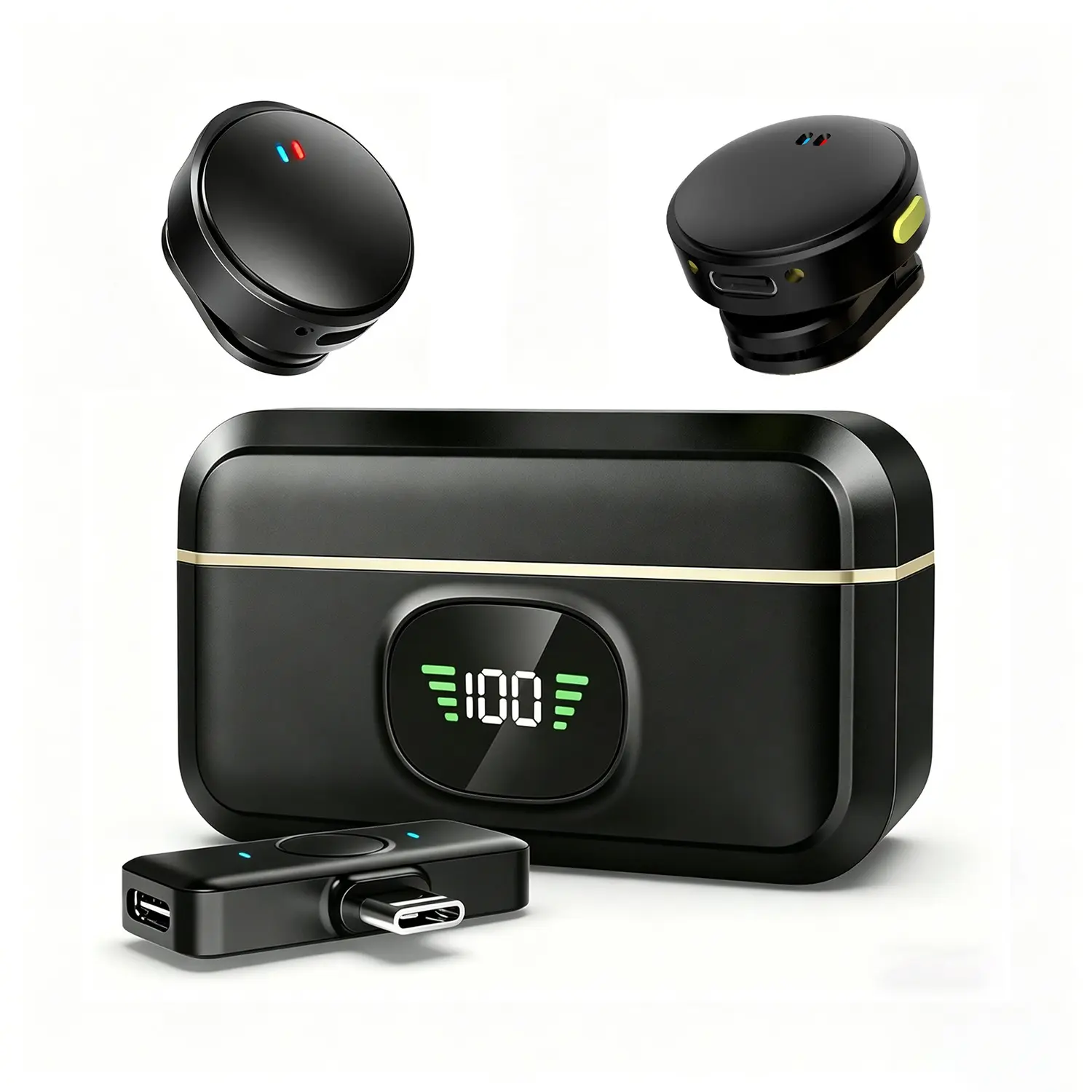 Wireless Lavalier Microphone with Digtal Display Case, Rechargeable Wireless Mic, Professional Wireless Lapel Microphone for Video Recording, Teaching, Interviews, Podcast, Chargeable
