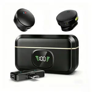 Wireless Lavalier Microphone with Digtal Display Case, Mini Button Wireless Lavalier Microphone, Professional Wireless Lapel Microphone for Video Recording, Teaching, Interviews, Podcast, Recording Microphone Chargeable