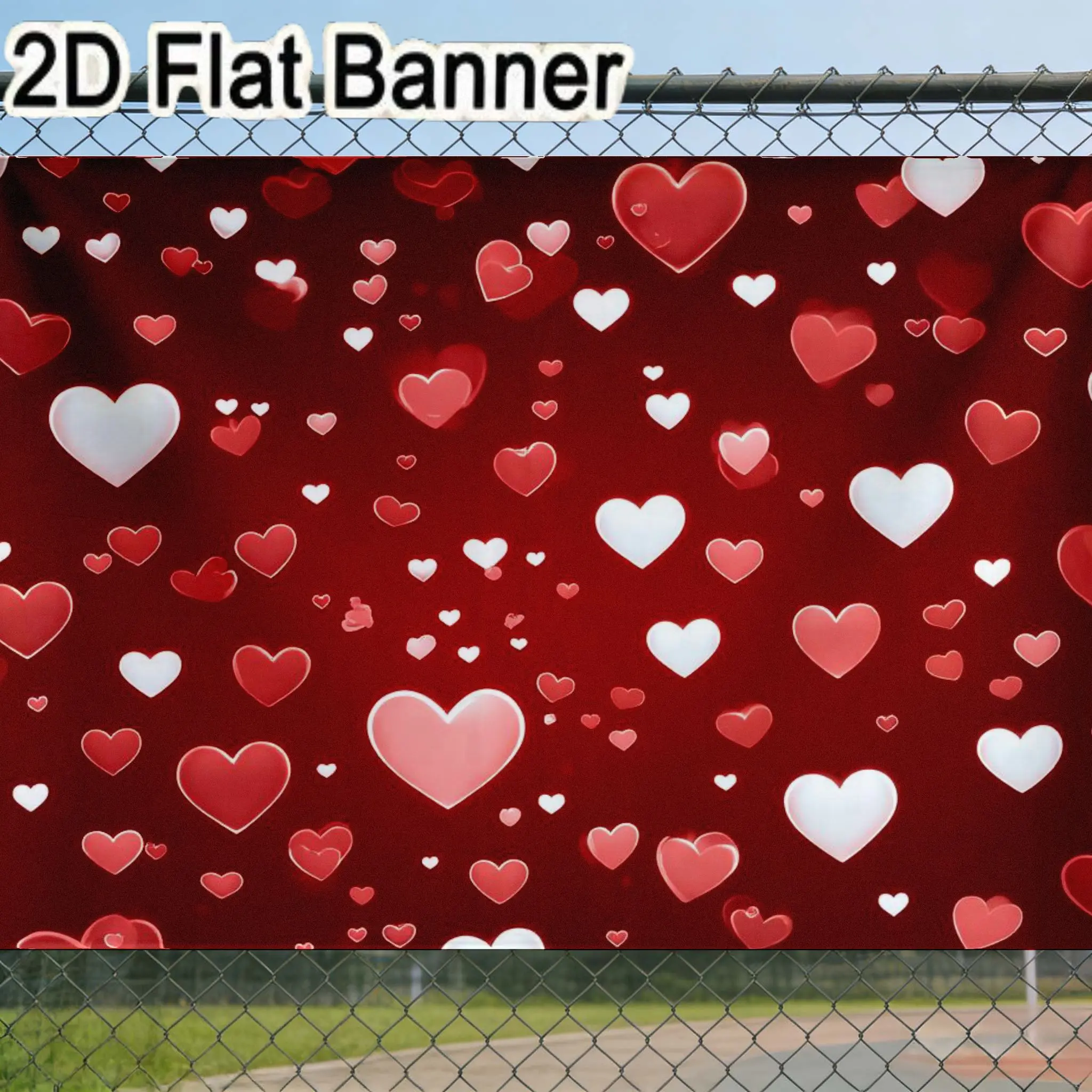 2D flat banner, 1pcRomantic Red Heart Backdrop, Multicolor Hearts Party Decorations for Valentine's Day, Love Themed Photo Background