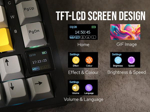 Ajazz AK820 Pro 75% Compact Mechanical Keyboard with TFT Screen and Wireless/Wired Connectivity Hot-Swappable Tri-Mode USB-C/BT 5.0/2.4GHz Gaming South-Facing RGB Backlit gaming accessories keyboards for gaming creamy keyboard TikTokShopSpringGlowUp