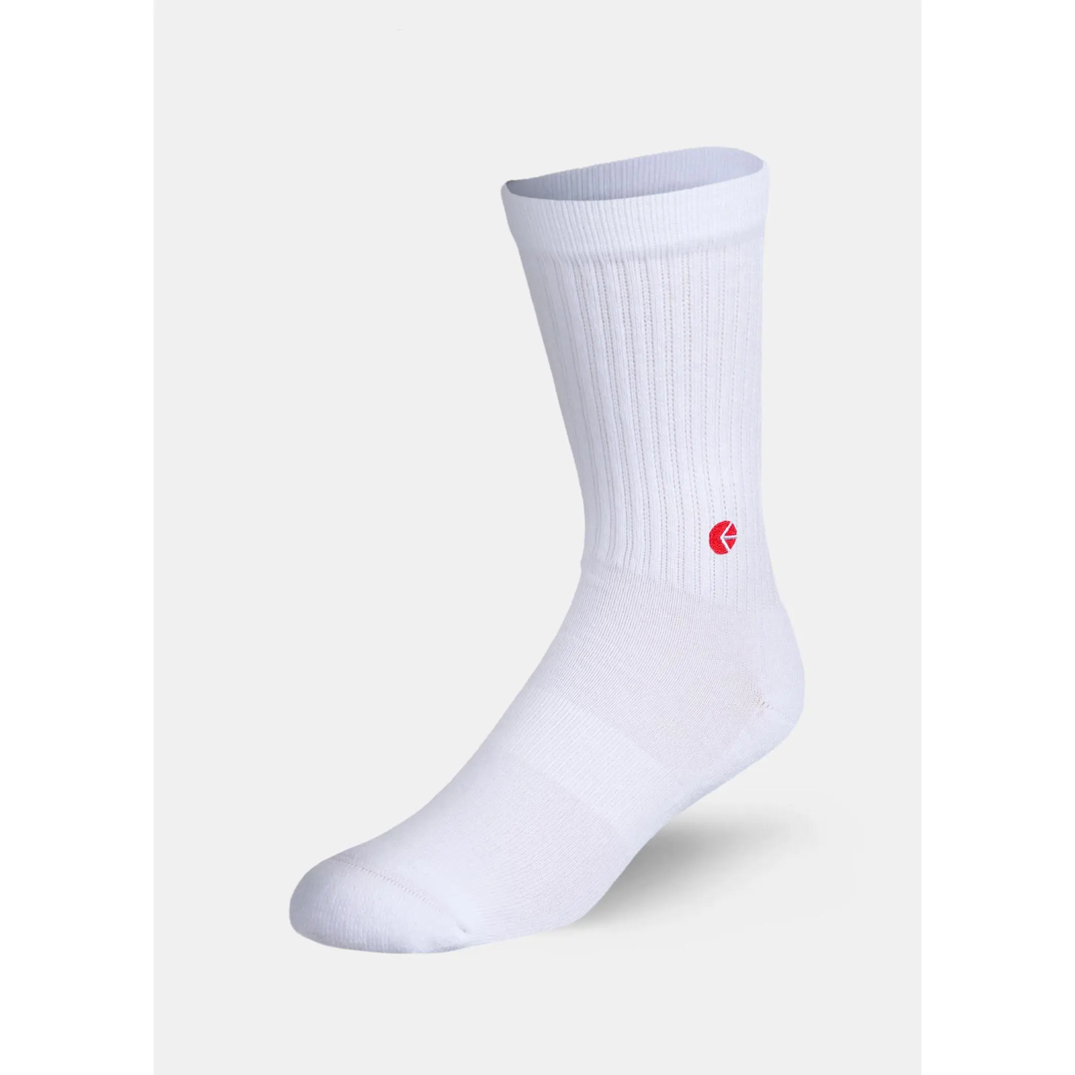 White - Neon Red Logo - Ethika Logo - Red | Mens Crew Socks