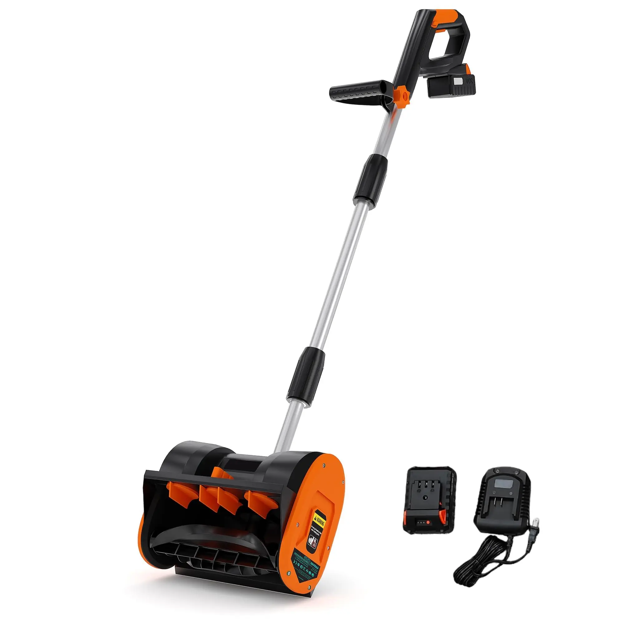 Garvee 12" True Cordless Electric Snow Shovel Blower - 20V High-Torque Brushless Motor, 4.0Ah Battery & Charger, 12" W x 8" D Clearance, 17-Foot Throwing Distance, Dual Safety Lock System, Precision Control, Adjustable Design for Driveways, Sidewalks