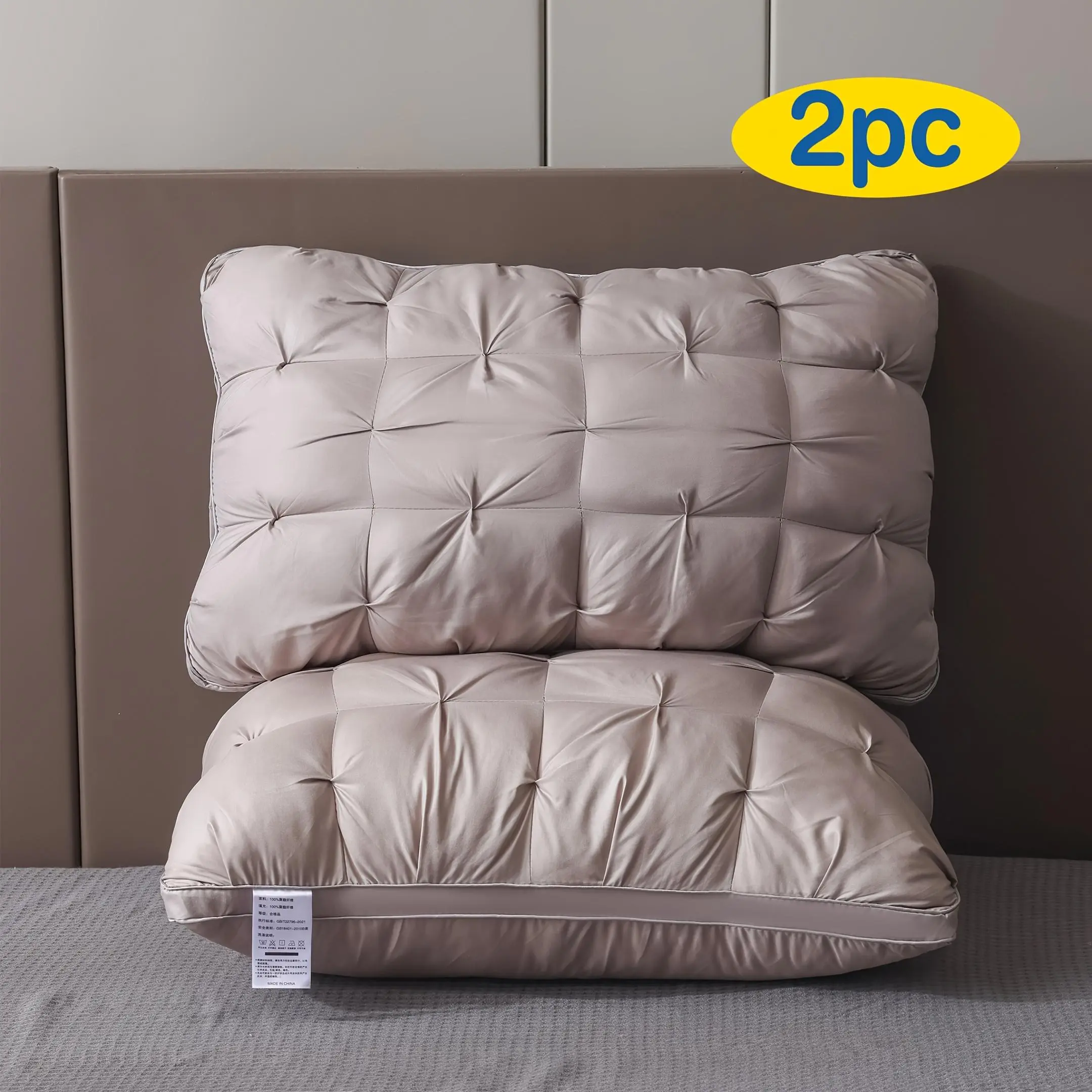 2pcs 5-Star Hotel Quality Luxury Pillows (990g) - 100% Polyester Fill Knit Fabric, Deep Sleep Neck Support, Non-Collapse All-Season Pillow Core, Machine Washable, Contemporary Home Decor, Love-Theme Gift homedecor