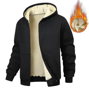 Men's Autumn And Winter Thickened Fleece Hooded Jacket, Polar Teddy Fleece Casual Coat, Warm And Comfortable Winter Essential Sweater Long Sleeve