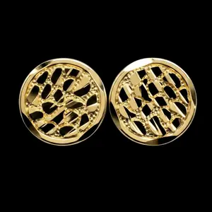 14K ROUND NUGGET EARINGS 11.7MM
