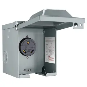 30 Amp 125  RV Power Outlet Box, Enclosed Lockable Weatherproof NEMA TT-30R Outdoor Electrical Receptacle Panel, 30 Amp RV Receptacle for Camper Travel Trailer Motorhome Electric  Generator