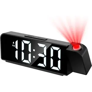 Projection Alarm Clock, 7.9inch Large LED Display Alarm Clock, 180 ° °     4-Level Dimming Function Ceiling Wall Projector, USB Charging, 12/24 Hour System, Snooze Function, Battery Backup, Bedroom Projector Clock