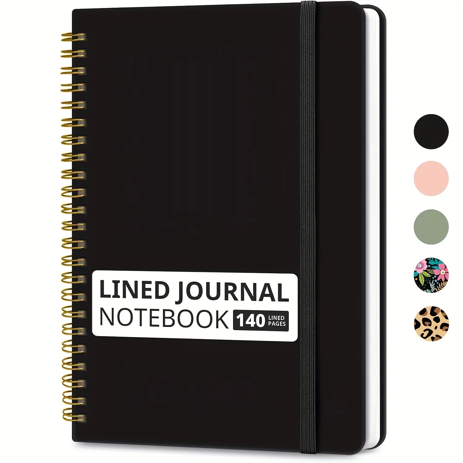 Lined Spiral Journal Notebook, Stationery Supplies, 140 pages, Composition Notebook, College Grid Hardcover Notebook, Sketchbook, Spiral Coil Notebook, Spiral Notebooks, Bullet Point Notebook, For Work and Note-taking, Writing Journal, A5 (6"x8") - Black