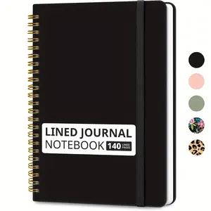 Lined Spiral Journal Nournal Notebook for Men and Women, 140 pages, College Grid Hardcover Notebook, Sketchbook, Drawing and Sketchbook, Bullet Point Notebook, For Work and Note-taking, Writing Journal, A5 (6 "x8") - Black