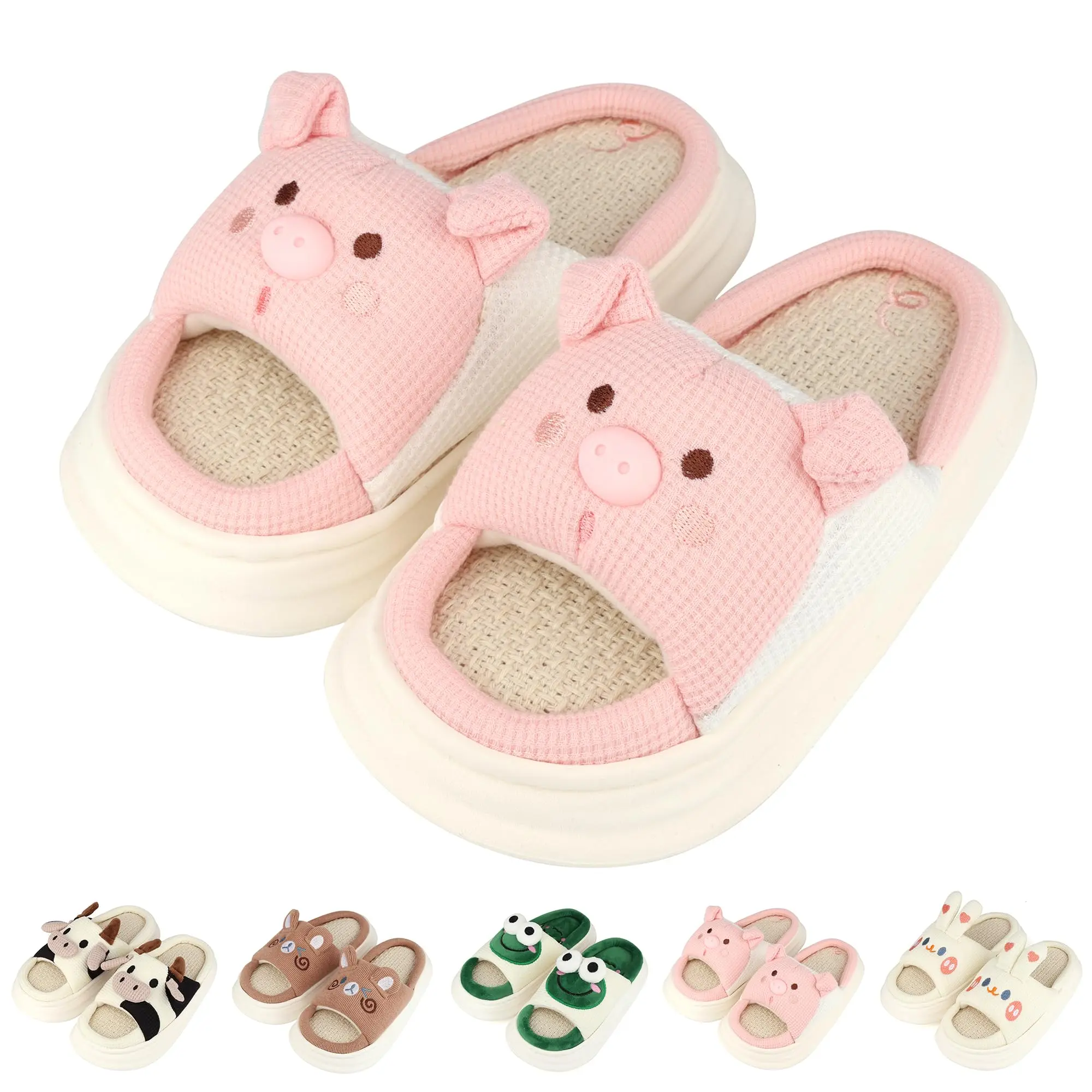 Women's & Men's Cute Cow Design Fuzzy Indoor Footwear, Soft Comfortable Fun Cartoon Animal Slippers, Cozy House Shoes, Adorable, Linen, Fuzzy Cow, Milk Cow