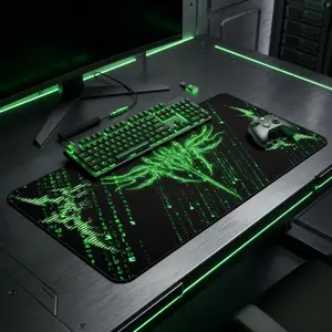 Neon Digital Sigil Cybersigilism Desk Mat | Cyber Matrix Gaming Mousepad