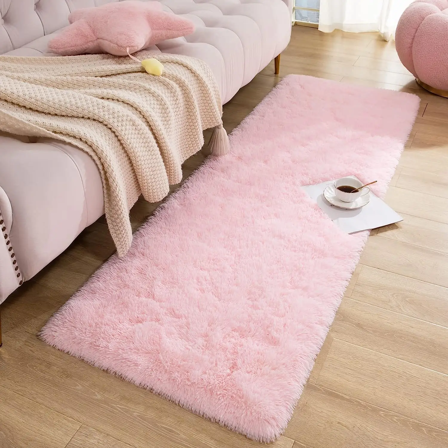 Solid Color Fuzzy Area Large Rug, Non-slip Soft Floor Carpet, Practical Decorative Mat for Home Living Room Bedroom Bedside, Summer Gifts
