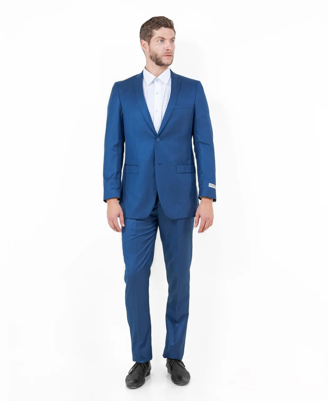 Sharkskin Slim Fit 2-Piece Suit with Notch Lapel - Blue