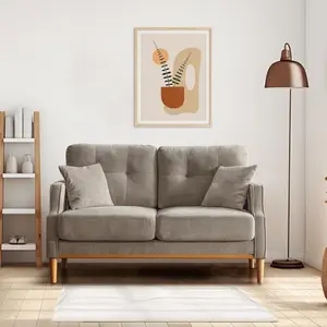 56.7" Loveseat Sofa Small Couch Fabric Upholstered 2-Seat Sofa with USB Port for Small Place, Apartment, Living Room, Office