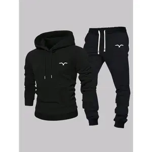 Men's sportswear and drawstring waist sweatpants set, sportswear set, casual long sleeved hooded sweatshirt and jogging pants, spring and autumn seasons, sportswear and casual wear, men's daily clothingIWAC