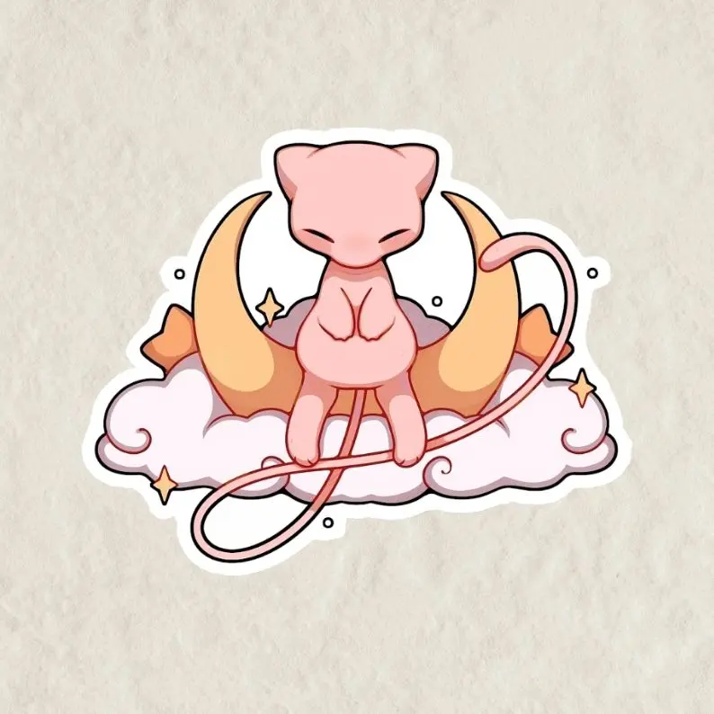 Mew Decal Sticker, Anime Decal, Vinyl waterproof sticker | Gift for Game lovers