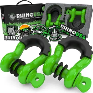 Rhino USA D Ring Shackles 2-Pack 41,850 lb Break Strength Heavy Duty 3/4" Clevis Shackle with 7/8 Pin for Towing & Off-Road Use - Pairs