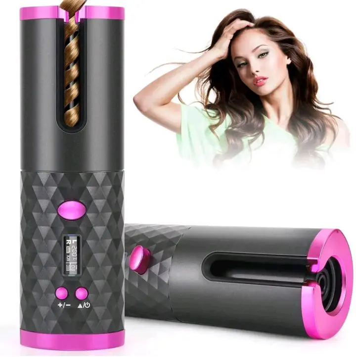 Rechargeable Automatic Hair Curler, USB Charging, 4000mAh Lithium Battery, Easy Curl & Wave Styler, Safe Ceramic Plate, with 3 Temperature Settings, for No More Messy Tangles