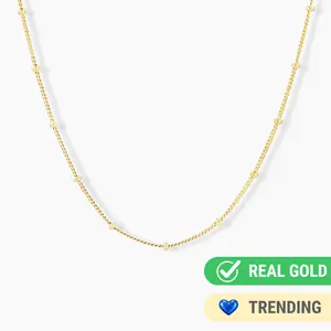 14K YELLOW GOLD MICRO CUBAN BEADED CHAIN