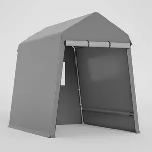 Garvee 6X8FT Heavy-Duty Portable Outdoor Shelter Shed - Waterproof UV-Resistant Carport with Roll-Up Zipper Doors & Vents, Anti-Snow Motorcycle Garage Tent, Black