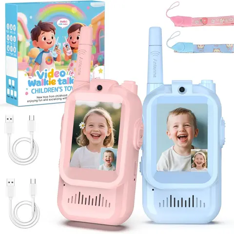 ZealSound Rechargable 2-Pack Kids Video Walkie Talkies Toys with Camera- 3-5H Playtime, 500-1500ft Range, Clear Sound&4 Voice Changers, Volume Adjustable Perfect Gift for 3-12, Great for Outdoor Play & Indoor Fun, Holiday & Birthday & Christmas Presents