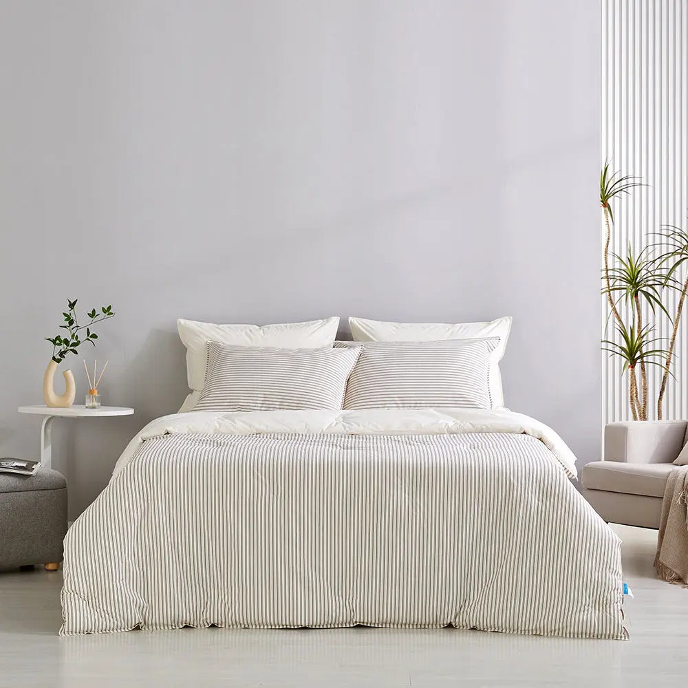 SERO[세로] Stripe Yarn-dyed Percale Comforter Set - Brown (Winter)