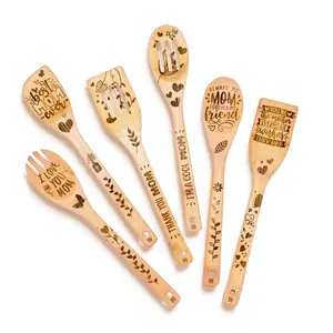 Riveira Gifts For Mom Wooden Spoons For Cooking & Serving 6 Pcs Set - Mothers Day Gifts