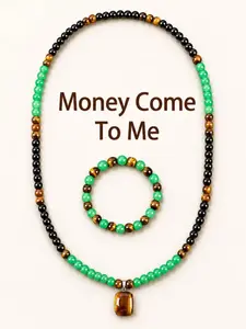 Money Attracting Necklace with Aventurine and Tiger Eye Pendant, Healing Crystal Jewelry, Long Chain, Ideal Gift for Men and Women
