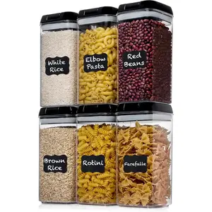 Airtight Food Storage Containers with Lids - 6 PC BPA Free Clear Plastic Cereal Containers with Easy Lock Lids for Kitchen and Pantry Organization for Snacks and Pasta - 1.2L