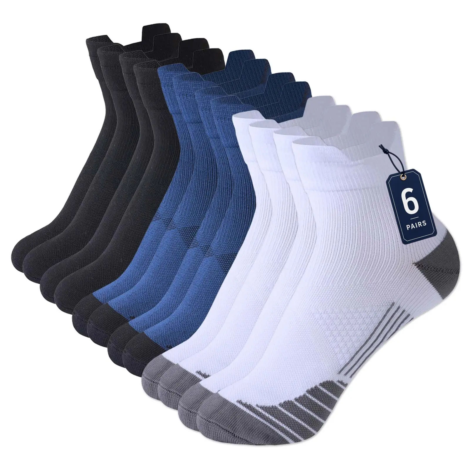 6 Pairs Ankle Compression Socks for Men & Women, Relieves Foot Pressure, Breathable & Non-Stuffy, Soft & Comfortable – Perfect for Running, Travel, Office, and Long Hours Standing or Sitting