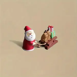 Modern Resin Santa Sleigh Miniature Figurine, Cartoon Theme Desktop Decoration, Creative Christmas Gift, Various Room Types