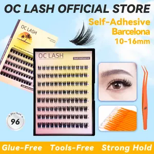 【Pre-Glued】【Fluffy & Voluminous Lash Collection】OC LASH Self-Adhesive Barcelona,Puppy,Diva Lashes 10-16mm Wispy D-Curly Clusters No Glue Needed Easy Application Reusable Synthetic Fiber Eyelash Extensions
