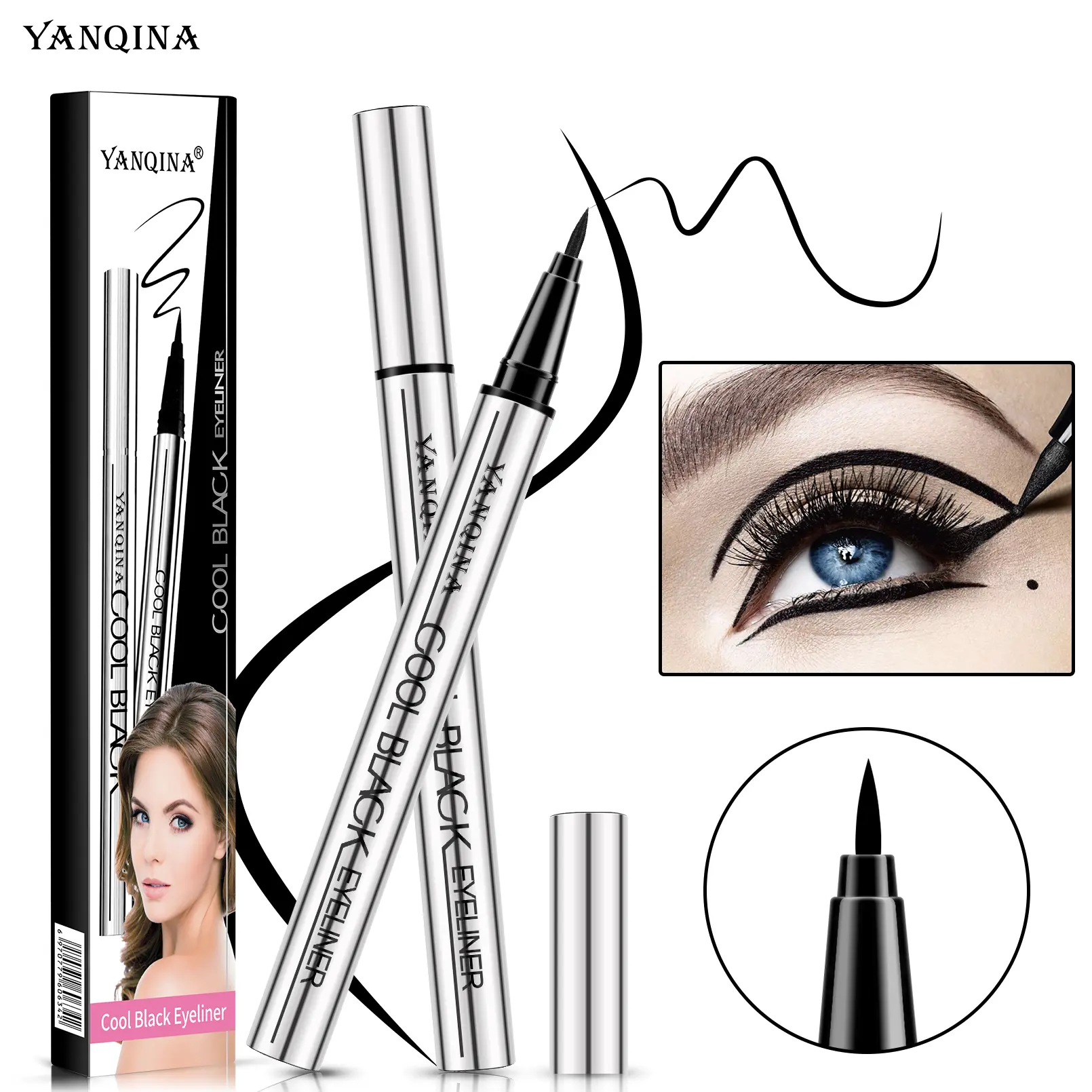 【Buy 2 Get 1 Free Gift】Long Wear Dark Eyeliner Cosmetic - Flawless, Lightweight, Waterproof, Vegan, Cruelty-Free, 24-Hour Smooth Application, Ultra-Creamy Silky Texture, Angled Liner Option