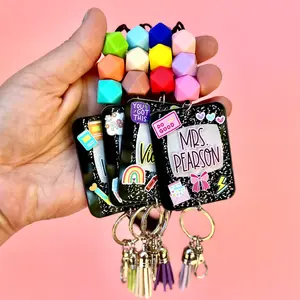 Back to School Composition Notebook Teacher Lanyards - Personalized Lanyard with Name - Lanyard with Badge Holder - Affordable Teacher Gift