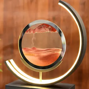 3D LED Action Sand Painting with USB, 3D Hourglass Glass Craft, Desktop Home Decor, Great for Relaxation,quick sand art,sand motion art