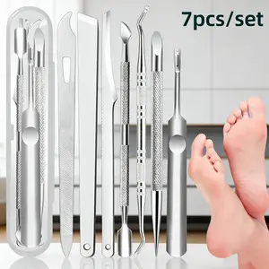 Stainless Steel Manicure Care Set, 7 Counts/set Nail File & Nail Pusher & Nail Cleaning Tool, Nail Clipper Set, Professional Manicure Tool for Women & Men