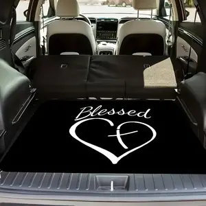 1pc of I love you letter heart design crystal velvet car trunk mat, durable and non-slip, can be used as an outdoor picnic mat, I love you letter heart pattern car interior accessory.