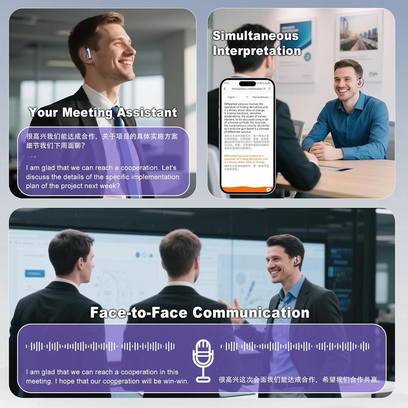 AI Translation Earbuds Real Time, OWS 3-in-1 Language Translator Earbuds with 144 Languages & Accents, Wireless Bluetooth HD Sound Headphones Translation Device for Travel Business Learning