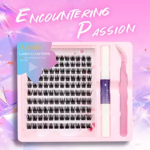Azenio 50 Mixed Size Individual False Eyelashes Natural Cluster Eyelashes False Eyelash Extension Kit DIY Eyelash Extension Tool Cosmetic Makeup