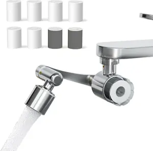 Splash-proof Water Filter for Sink Faucet, Certified Reduce 99% Lead, Chlorine, 1080 Rotating Tap Aerator, 2 Modes Spray Attachment for Kitchen//Bathroom Sink Filter, 9 count Filter