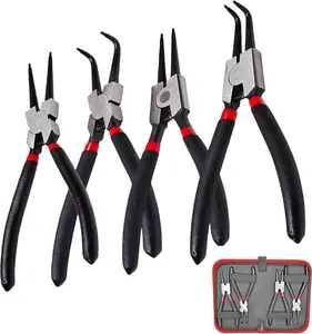 7 Snap Ring Pliers Set 4 count, Internal/External Circlip Pliers with Straight+Bent Jaws, Heavy Duty C Clamp Pliers & C Clip  for Automotive Tools Professional Mechanics