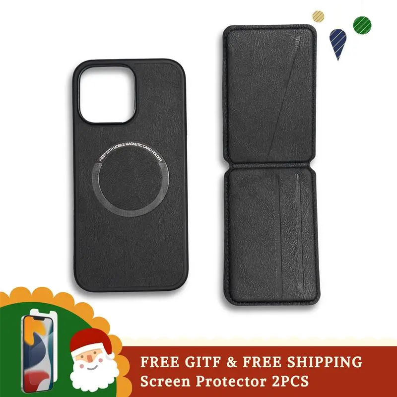 2-in-1 Detachable Magnetic Wallet Case for iPhone 17 Pro Max - Shockproof MagSafe-Compatible TPU Cover with Cow Hide Texture PU Leather Card Holder, Stand, Tempered Accessories Support & Wireless Charging